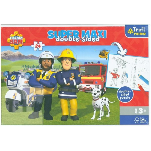 Primo Super Maxi Puzzle 24 Teile und Malvorlage Feuerwehrmann Sam