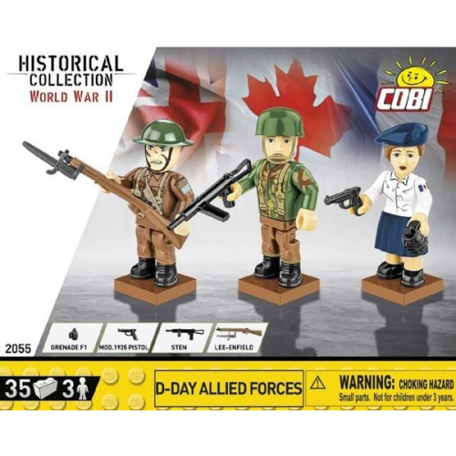 COBI Historical Collection 2055 - D-Day Allied Forces, 35 Bauteile, WWII, 3 Spielfiguren und Zubehör