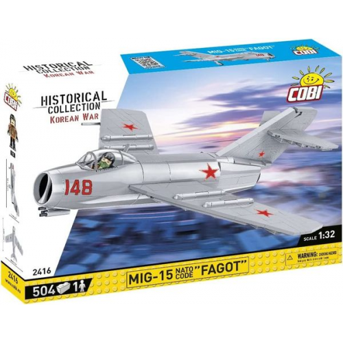 COBI Historical Collection 2416 - MiG-15 Fagot, Düsenjäger, Korean War, 504 Klemmbausteine, 1 Figur