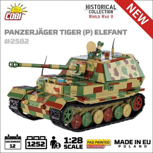 COBI Historical Collection 2582 - Panzerjäger Tiger (P) Elefant, 1252 Klemmbausteine