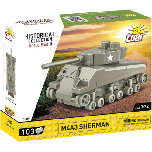 COBI Historical Collection 3089 - M4A3 Sherman Panzer, WWII, 1:72 Bausatz, 103 Teile