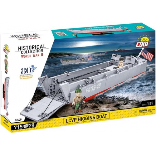 COBI Historical Collection 4849 - LCVP Higgins Boat, WWII, D-Day-Jubiläumsset, 1:35 Bausatz, 715 Teile/2Figuren