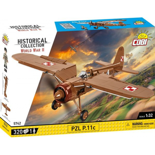 COBI Historical Collection 5742 - PZL P.11c Flugzeug WWII, 320 Klemmbausteine