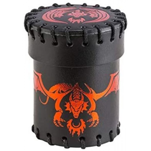 Pegasus QWOCFDR1 - Dice Cup, Flying Dragon, Leather, Black & Red, Würfelbecher