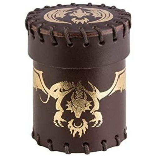 Pegasus QWOCFDR2 - Dice Cup, Flying Dragon, Leather, Brown & Golden, Würfelbecher