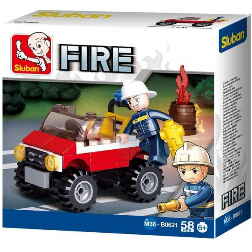 Sluban M38-B0621 - Fire, Feuerwehr-Einsatzfahrzeug mit Spielfigur, Spielset, Bauset, Klemmbausteine