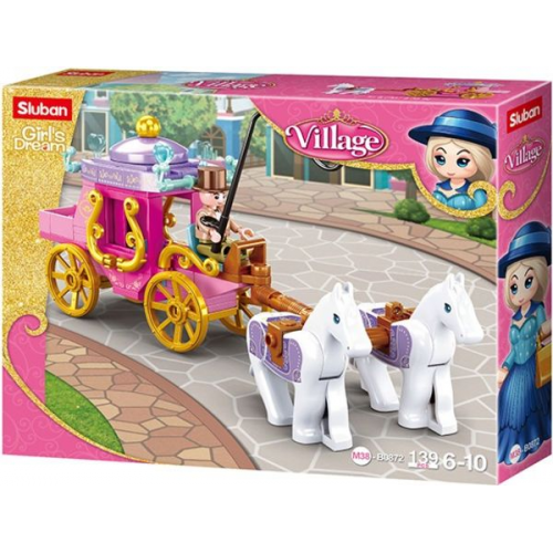 Sluban M38-B0872 - Girls Dream, Village, Pferd mit Kutsche, Spielset, Bauset, Klemmbausteine