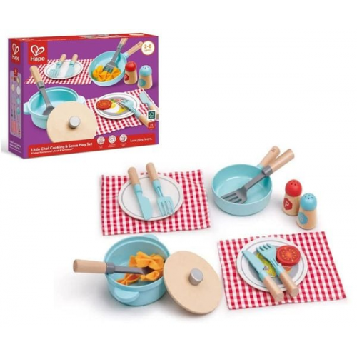 Hape E3208 - Koch & Servierset, Kochset für Kinderküche, Love play, learn