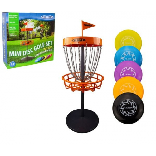 Schildkröt 970362 - Guru, Mini Disc Golf Set, Disc Golf Mini Basket Set, Frisbeegolf-Korb inkl. 5 Mini-Discs