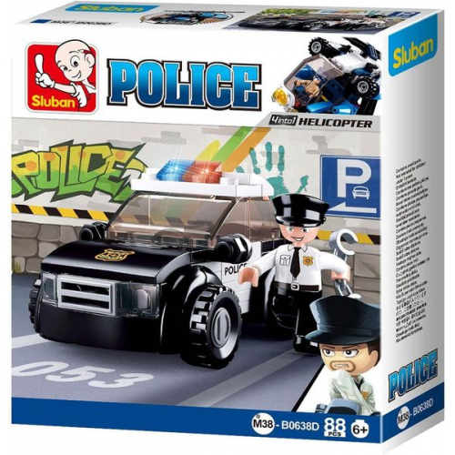 Sluban M38-B0638D - Police, Polizei-Streifenwagen, Mini-Bauset, Klemmbausteine