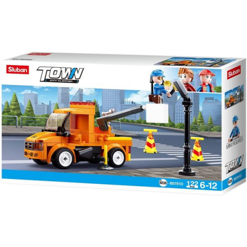 Sluban M38-B0781D - Town City Cleaner, Korbkranwagen, Bausatz, Klemmbausteine