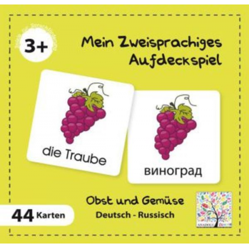 Mein Zweisprachiges Aufdeckspiel, Obst und Gemüse, Russisch (Kinderspiel)