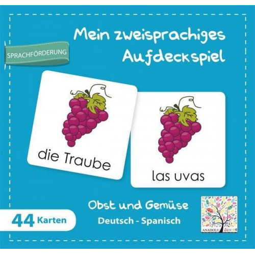Mein zweisprachiges Aufdeckspiel, Obst und Gemüse Deutsch-Spanisch (Kinderspiel)
