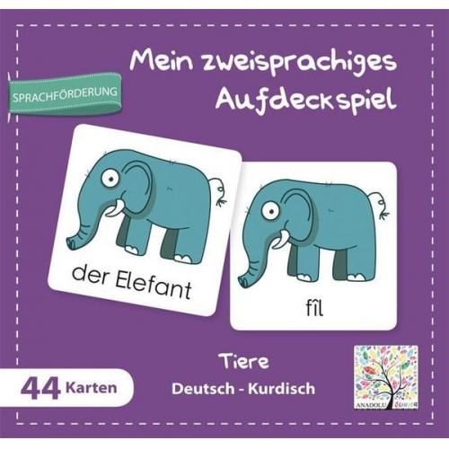 Mein zweisprachiges Aufdeckspiel, Tiere, Deutsch-Kurdisch (Kinderspiel)