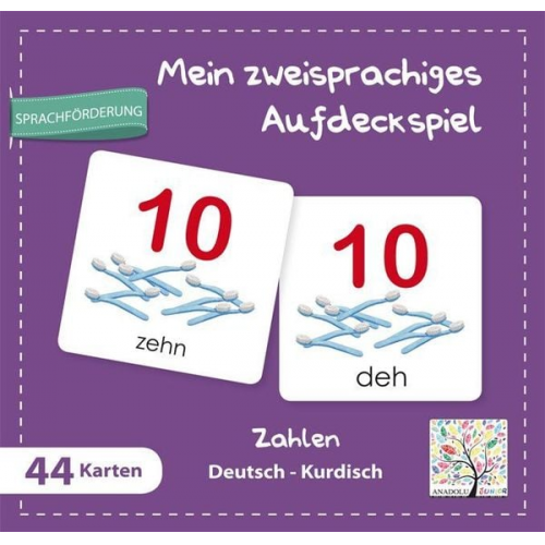 Mein zweisprachiges Aufdeckspiel, Zahlen Deutsch-Kurdisch (Kinderspiel)