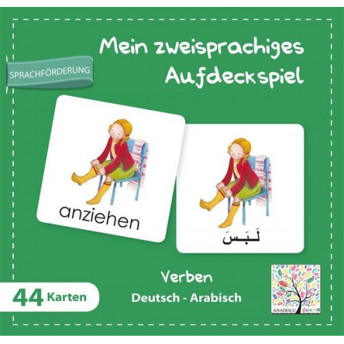 Mein zweisprachiges Aufdeckspiel, Verben Deutsch-Arabisch (Kinderspiel)