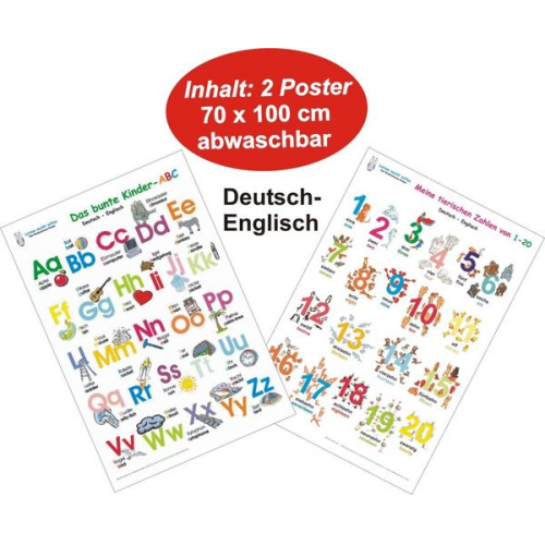 Das bunte Kinder-ABC + Meine tierischen Zahlen von 1-20 Deutsch/Englisch, 2 Teile