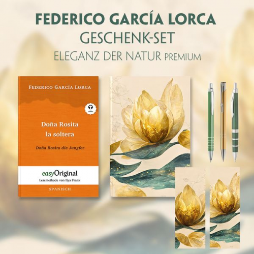 Federico García Lorca - Doña Rosita la soltera Geschenkset (Buch mit Audio-Online) + Eleganz der Natur Schreibset Premium