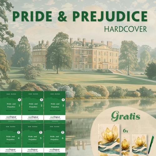 Jane Austen - Pride and Prejudice / Stolz und Vorurteil - Hardcover (6 Bücher + Audio-Online + exklusive Extras) - Frank-Lesemethode