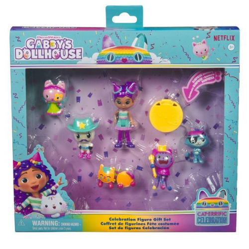 Gabby's Dollhouse, Party-Figuren Geschenkset, Party Gabby mit 6 Katzen-Figuren im festlichen Outfit