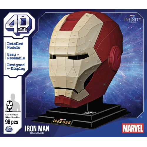 4D Build - Marvel Iron Man-Helm - detailreicher 3D-Modellbausatz aus hochwertigem Karton, 96 Teile, für alle Superhelden-Fans ab 12 Jahren