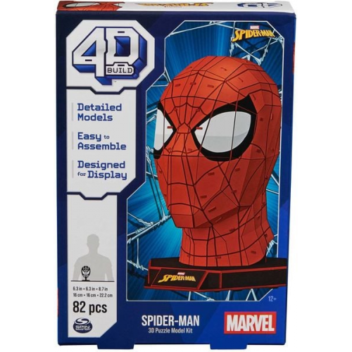 4D Build - Marvel Spiderman Büste - detailreicher 3D-Modellbausatz aus hochwertigem Karton, 82 Teile, für Fans der Superhelden-Serie ab 12 Jahren