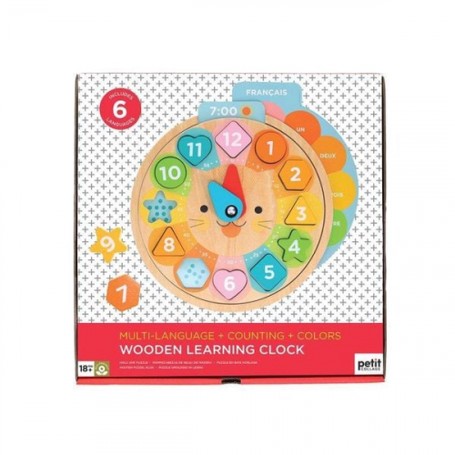 Wooden Learning Clock: Multi-Language + Counting + Colors