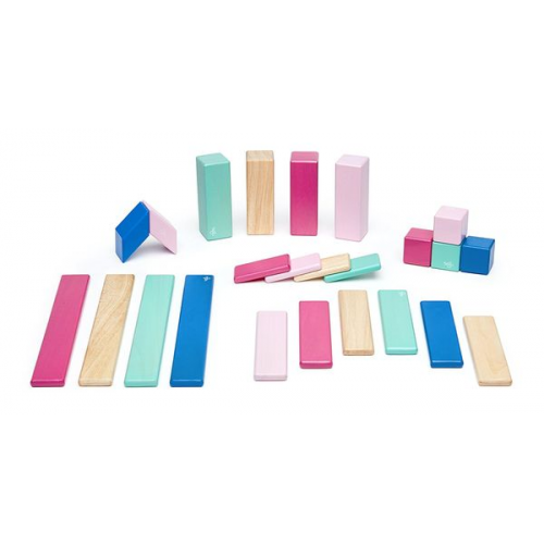 Tegu - 24 Magnetische Holzbausteine pink