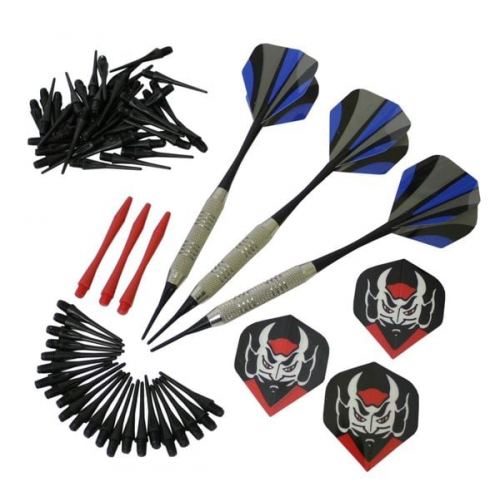 Carromco 89553 - Softdart Set L, 3 Softdarts + 100 Tips + 3 Flights