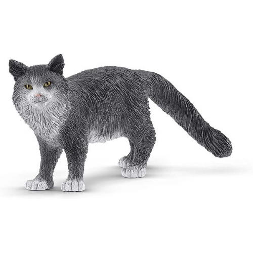 Schleich 13893 - Farm World, Maine-Coon-Katze, Tierfigur, Höhe: 4,1 cm