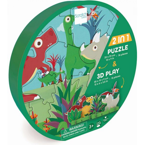 SCRATCH - 2in1 Spielpuzzle 3D Dinosaurier 36 Teile