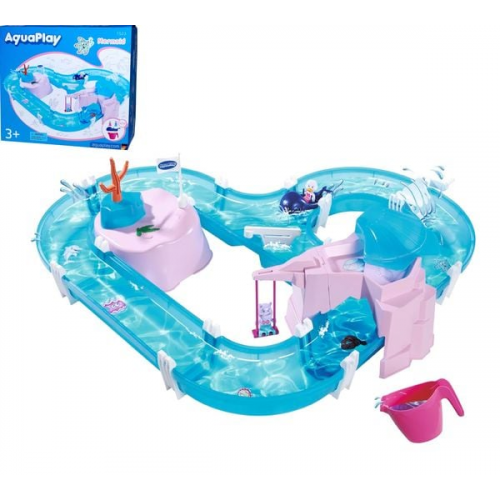 BIG 8700001523 - AquaPlay Wasserbahn Mermaid, mit Zubehör, 108x90x18cm