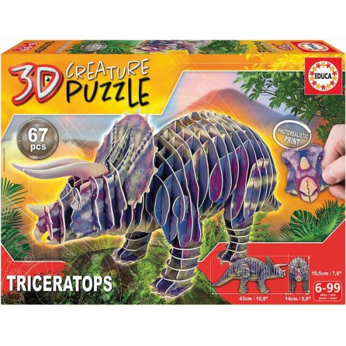 EDUCA - 3D Triceratops 67 Teile Puzzle