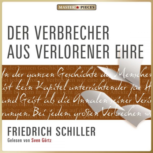 Friedrich Schiller - Der Verbrecher aus verlorener Ehre