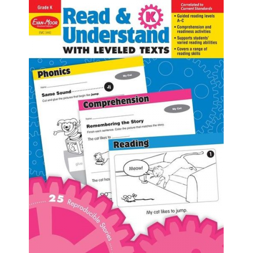 Educational Publishers Evan-Moor - Read and Understand with Leveled Texts, Kindergarten Teacher Resource