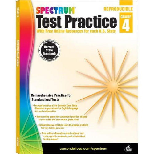 Spectrum Carson Dellosa Education - Spectrum Test Practice, Grade 4