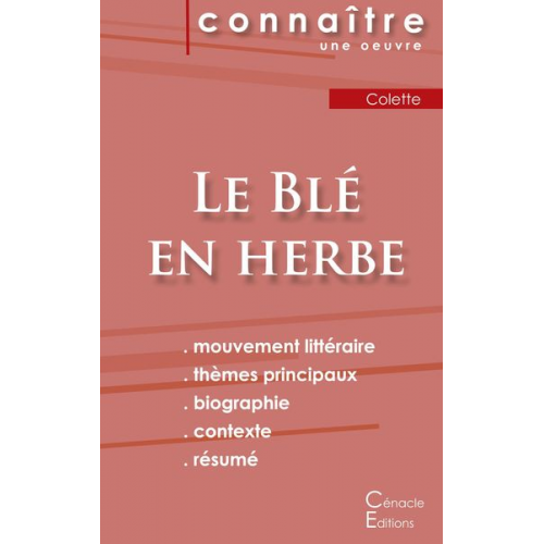 Colette - Fiche de lecture Le Blé en herbe de Colette (Analyse littéraire de référence et résumé complet)