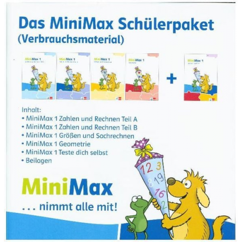 MiniMax 1. Schülerpaket (4 Themenhefte: Zahlen und Rechnen A, Zahlen und Rechnen B, Größen und Sachrechnen, Geometrie) - Verbrauchsmaterial Klasse 1