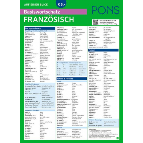 PONS Basiswortschatz auf einen Blick Französisch