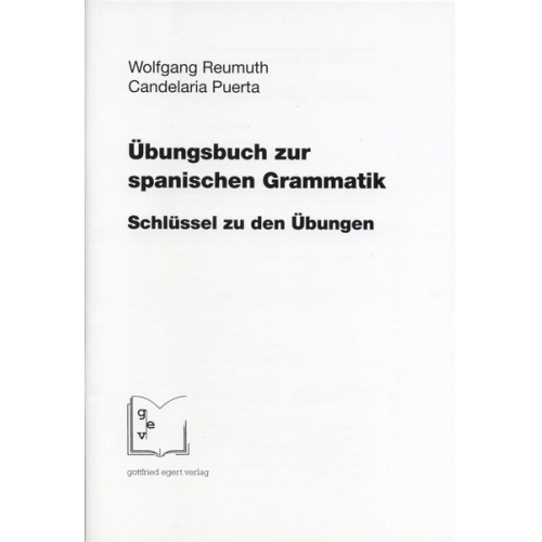 Wolfgang Reumuth Candelaria Puerta - Puerta: Übungsbuch span. Grammatik Schlüssel