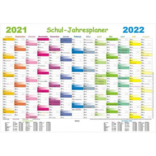 Schul-Jahresplaner 2021/2022