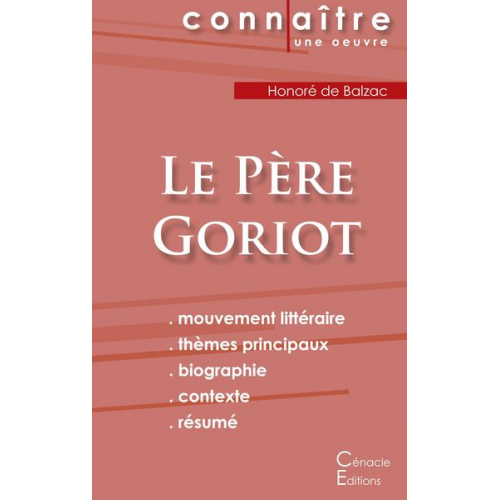 Honore de Balzac - Fiche de lecture Le Père Goriot de Balzac (Analyse littéraire de référence et résumé complet)