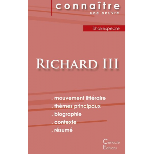 Shakespeare - Fiche de lecture Richard III de Shakespeare (Analyse littéraire de référence et résumé complet)