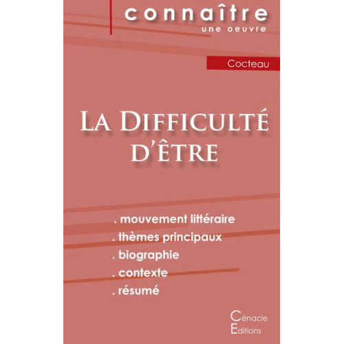 Jean Cocteau - Fiche de lecture La Difficulté d'être de Jean Cocteau (Analyse littéraire de référence et résumé complet)