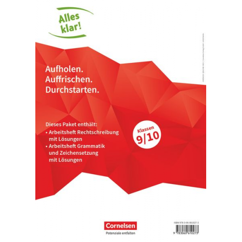 Alles klar! Deutsch. Sekundarstufe I 9./10. Schuljahr. Rechtschreibung + Grammatik und Zeichensetzung im Paket