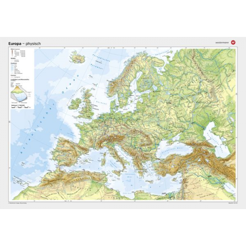 Posterkarten Geographie: Europa: physisch