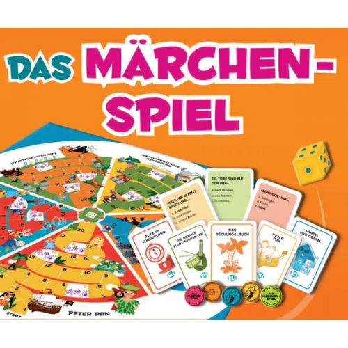 Das Märchenspiel. 132 Karten, Spielbrett, Spielfiguren und -marken, Zahlenwürfel, Spielanleitung