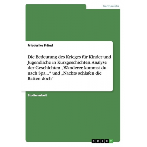 Friederike Fründ - Fründ, F: Bedeutung des Krieges für Kinder und Jugendliche i