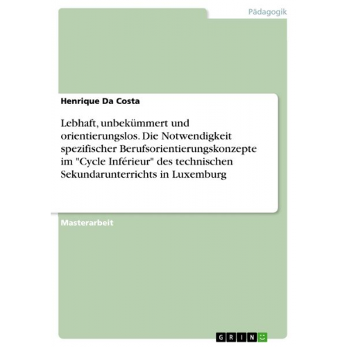 Henrique Da Costa - Lebhaft, unbekümmert und orientierungslos. Die Notwendigkeit spezifischer Berufsorientierungskonzepte im "Cycle Inférieur" des technischen Sekundarunt