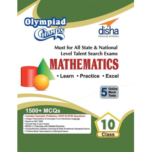 Disha Experts - Olympiad Champs Mathematics Class 10 with 5 Mock Online Olympiad Tests